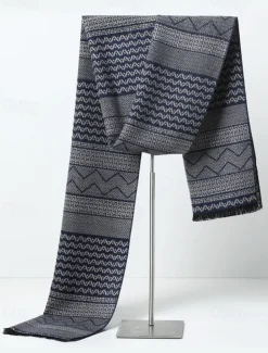 Men's Classic Plaid Winter Scarf – Soft Faux Wool Polyester Checkered Pattern for Warmth and Style, Perfect for Casual or Business Wear