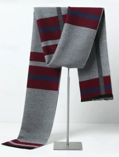 Men's Classic Plaid Winter Scarf – Soft Faux Wool Polyester Checkered Pattern for Warmth and Style, Perfect for Casual or Business Wear