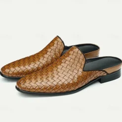 Men's Clogs & Mules Full-grain Leather Leather Comfortable Slip Resistant Loafer Black Brown