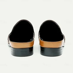 Men's Clogs & Mules Full-grain Leather Leather Comfortable Slip Resistant Loafer Black Brown