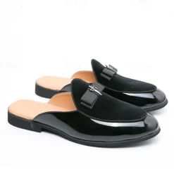 Men's Clogs & Mules Half Shoes Comfort Shoes Casual British Daily Party & Evening PU Loafer Black Blue Summer Spring