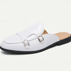 Men's Clogs & Mules PU Leather Comfortable Slip Resistant Loafer Black White