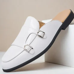 Men's Clogs & Mules PU Leather Comfortable Slip Resistant Loafer Black White