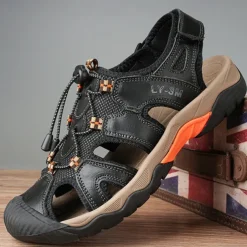 Men's Closed-Toe Outdoor Sandals – Durable Suede and Mesh Design with Adjustable Straps, Anti-Slip Sole, Perfect for Hiking and Summer Adventures