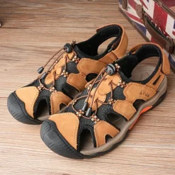 Men's Closed-Toe Outdoor Sandals – Durable Suede and Mesh Design with Adjustable Straps, Anti-Slip Sole, Perfect for Hiking and Summer Adventures