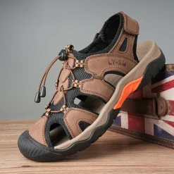 Men's Closed-Toe Outdoor Sandals – Durable Suede and Mesh Design with Adjustable Straps, Anti-Slip Sole, Perfect for Hiking and Summer Adventures