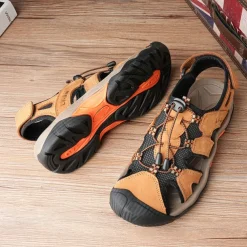 Men's Closed-Toe Outdoor Sandals – Durable Suede and Mesh Design with Adjustable Straps, Anti-Slip Sole, Perfect for Hiking and Summer Adventures