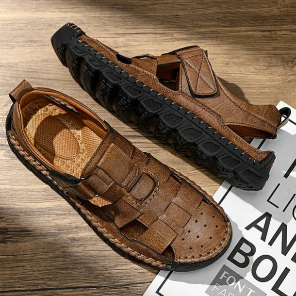 Men's Closed-Toe Suede Sandals - Lightweight Breathable Design with Adjustable Strap, Ideal for Summer Casual and Outdoor Activities