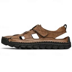 Men's Closed-Toe Suede Sandals - Lightweight Breathable Design with Adjustable Strap, Ideal for Summer Casual and Outdoor Activities