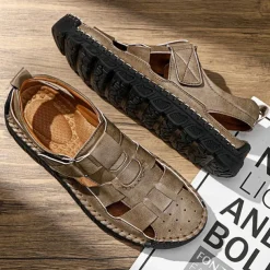 Men's Closed-Toe Suede Sandals - Lightweight Breathable Design with Adjustable Strap, Ideal for Summer Casual and Outdoor Activities