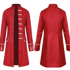 Men's Coat Cosplay Costumes Theme Party Cosplay with Pockets Spring Fall Solid Color Artistic / Retro Punk Fashion Stand Collar Long Black White Blue Jacket