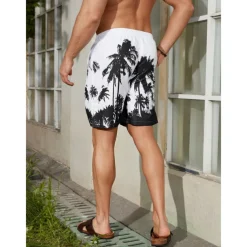 Men's Coconut Tree Board Shorts Swim Shorts Swim Trunks Mid Waist Hawaiian Boho Casual Daily Holiday Drawstring with Mesh lining Elastic Waist Designer Clothing Apparel