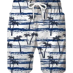 Men's Coconut Tree Board Shorts Swim Shorts Swim Trunks Mid Waist Hawaiian Boho Casual Daily Holiday Drawstring with Mesh lining Elastic Waist Designer Clothing Apparel