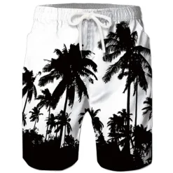 Men's Coconut Tree Board Shorts Swim Shorts Swim Trunks Mid Waist Hawaiian Boho Casual Daily Holiday Drawstring with Mesh lining Elastic Waist Designer Clothing Apparel
