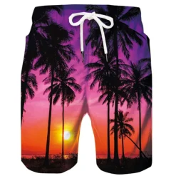 Men's Coconut Tree Board Shorts Swim Shorts Swim Trunks Mid Waist Hawaiian Boho Casual Daily Holiday Drawstring with Mesh lining Elastic Waist Designer Clothing Apparel