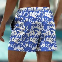 Men's Coconut Tree Flower / Floral Swim Trunks Swim Shorts Board Shorts Mid Waist Hawaiian Casual Holiday Beach Drawstring with Mesh lining Elastic Waist Designer Clothing Apparel