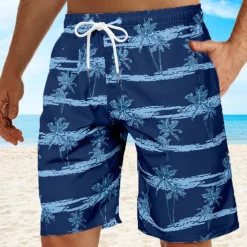 Men's Coconut Tree Sunset Board Shorts Swim Shorts Swim Trunks Mid Waist Hawaiian Boho Holiday Beach Drawstring with Mesh lining Elastic Waist Designer Clothing Apparel