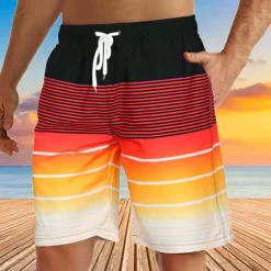Men's Coconut Tree Sunset Board Shorts Swim Shorts Swim Trunks Mid Waist Hawaiian Boho Holiday Beach Drawstring with Mesh lining Elastic Waist Designer Clothing Apparel