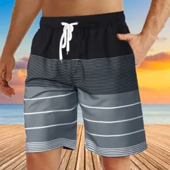 Men's Coconut Tree Sunset Board Shorts Swim Shorts Swim Trunks Mid Waist Hawaiian Boho Holiday Beach Drawstring with Mesh lining Elastic Waist Designer Clothing Apparel