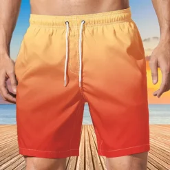 Men's Coconut Tree Sunset Board Shorts Swim Shorts Swim Trunks Mid Waist Hawaiian Boho Holiday Beach Drawstring with Mesh lining Elastic Waist Designer Clothing Apparel