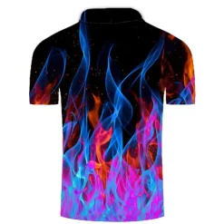 Men's Collar Polo Shirt Flame Golf Shirt Tennis Shirt Graphic Green Purple Pink Yellow Orange Plus Size Daily Going out Short Sleeve Clothing Apparel Nylon Rayon Streetwear / Slim