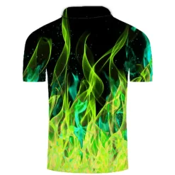 Men's Collar Polo Shirt Flame Golf Shirt Tennis Shirt Graphic Green Purple Pink Yellow Orange Plus Size Daily Going out Short Sleeve Clothing Apparel Nylon Rayon Streetwear / Slim