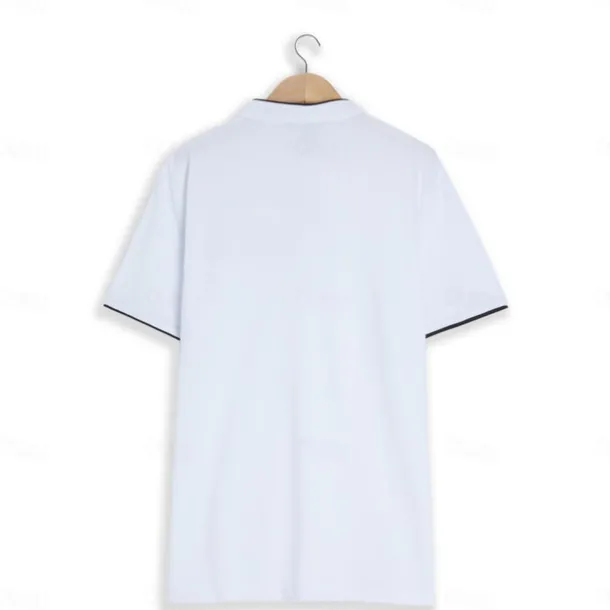 Men's Collarless Golf Shirts Banded Collar Shirt Work Business Stand Collar Mandarin Collar Short Sleeve Fashion Basic Solid Color Plain Button Summer Regular Fit Navy Black White Burgundy Collarless