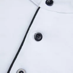 Men's Collarless Golf Shirts Banded Collar Shirt Work Business Stand Collar Mandarin Collar Short Sleeve Fashion Basic Solid Color Plain Button Summer Regular Fit Navy Black White Burgundy Collarless