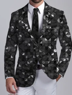 Men's Color Block Colorful Long Sleeve Turndown Business Abstract Work Wear to work Going out Buttons Print Multi Pocket