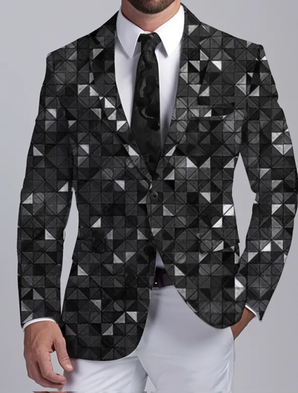 Men's Color Block Colorful Long Sleeve Turndown Business Abstract Work Wear to work Going out Buttons Print Multi Pocket