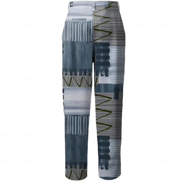 Men's Color Block Patchwork Jeans Dress Pants Mid Waist Business Casual Formal Outdoor Home Zipper Pocket Summer Spring Fall 3D Print Blue