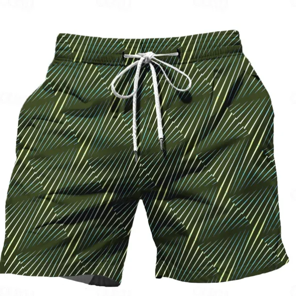 Men's Color Block Stripe Swim Trunks Swim Shorts Board Shorts Mid Waist Hawaiian Casual Holiday Beach Drawstring with Mesh lining Elastic Waist Designer Clothing Apparel