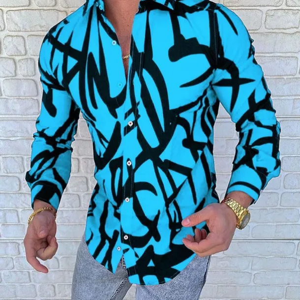 Men's Color Block Striped Geometric Pattern Shirt Button Up Shirt Long Sleeve Fashion Designer Simple Casual Daily Going out Fall Winter Button Down Collar Patchwork Print Button-Down White Yellow