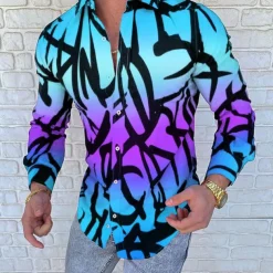 Men's Color Block Striped Geometric Pattern Shirt Button Up Shirt Long Sleeve Fashion Designer Simple Casual Daily Going out Fall Winter Button Down Collar Patchwork Print Button-Down White Yellow