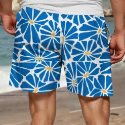 Men's Colorful Flower / Floral Swim Trunks Swim Shorts Board Shorts Mid Waist Hawaiian Casual Holiday Beach Drawstring with Mesh lining Elastic Waist Designer Clothing Apparel