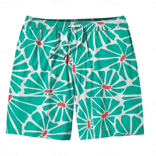 Men's Colorful Flower / Floral Swim Trunks Swim Shorts Board Shorts Mid Waist Hawaiian Casual Holiday Beach Drawstring with Mesh lining Elastic Waist Designer Clothing Apparel