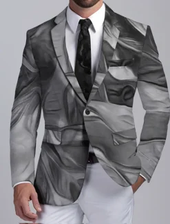 Men's Colorful Gradual Long Sleeve Turndown Business Abstract Work Wear to work Going out Buttons Print Multi Pocket