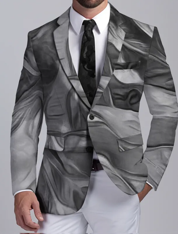 Men's Colorful Gradual Long Sleeve Turndown Business Abstract Work Wear to work Going out Buttons Print Multi Pocket