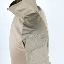 Men's Combat Shirt Hiking Shirt Tactical Military Shirt Long Sleeve Quarter Zip Top Outdoor Breathable Soft Polyester Patchwork Black Army Green Brown Gym Climbing Camping / Hiking / Caving