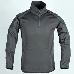 Men's Combat Shirt Hiking Shirt Tactical Military Shirt Long Sleeve Quarter Zip Top Outdoor Breathable Soft Polyester Patchwork Black Army Green Brown Gym Climbing Camping / Hiking / Caving