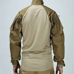 Men's Combat Shirt Hiking Shirt Tactical Military Shirt Long Sleeve Quarter Zip Top Outdoor Breathable Soft Polyester Patchwork Black Army Green Rough Black Gym Climbing Camping / Hiking / Caving