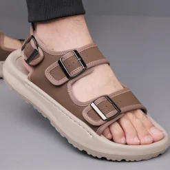 Men's Comfortable Casual Sandals with Double Buckle Design – Stylish Adjustable Outdoor Footwear for Summer and Vacation