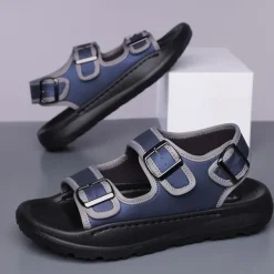 Men's Comfortable Casual Sandals with Double Buckle Design – Stylish Adjustable Outdoor Footwear for Summer and Vacation