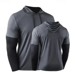 Men's Compression Shirt Athletic Shirt Gym Shirt Fitness Shirt 2 in 1 Long Sleeve Hoodie Casual Athleisure Fall Breathable Quick Dry Soft Gym Workout Running Walking Sportswear Activewear Color Block