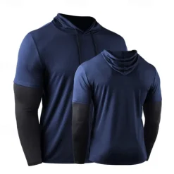Men's Compression Shirt Athletic Shirt Gym Shirt Fitness Shirt 2 in 1 Long Sleeve Hoodie Casual Athleisure Fall Breathable Quick Dry Soft Gym Workout Running Walking Sportswear Activewear Color Block