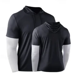 Men's Compression Shirt Athletic Shirt Gym Shirt Fitness Shirt 2 in 1 Long Sleeve Hoodie Casual Athleisure Fall Breathable Quick Dry Soft Gym Workout Running Walking Sportswear Activewear Color Block
