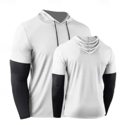Men's Compression Shirt Athletic Shirt Gym Shirt Fitness Shirt 2 in 1 Long Sleeve Hoodie Casual Athleisure Fall Breathable Quick Dry Soft Gym Workout Running Walking Sportswear Activewear Color Block
