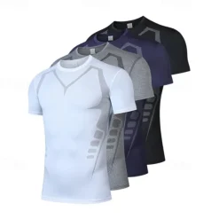 Men's Compression Shirt Athletic Shirt Gym Shirt Fitness Shirt Short Sleeve Tee Tshirt Casual Athleisure Breathable Quick Dry Compression Gym Workout Running Walking Sportswear Activewear Color Block
