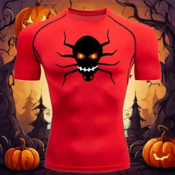 Men's Compression Shirt Athletic Shirt Gym Shirt Fitness Shirt Short Sleeve Tee Tshirt Casual Athleisure Breathable Quick Dry Soft Fitness Gym Workout Running Sportswear Activewear Cartoon Black