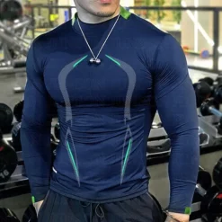 Men's Compression Shirt Athletic Shirt Gym Shirt Fitness Shirt Padded Compression Shirt Long Sleeve Tee Tshirt Casual Athleisure Fall Quick Dry Soft Breathable Gym Workout Walking Jogging Sportswear